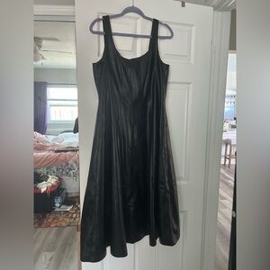 7 For All Mankind Black Pleather Midi Dress Size XL